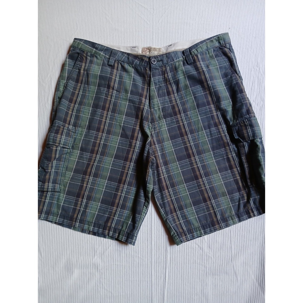Dockers Golf Shorts 42 Green Plaid Checkered Cargo Cotton Relaxed Flat Front